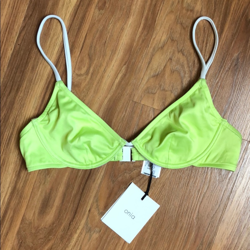 Onia Solid Sharp Green Bathing Suit Top SMALL